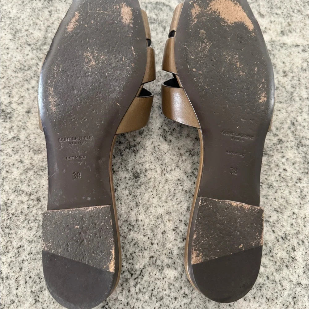 Saint Laurent “Tribute” leather olive green sandals 38 - Picture 3 of 7